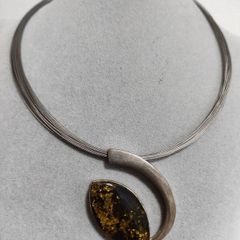 Sterling silver amber necklace