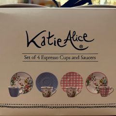 Katie Alice - Set of 4 Espresso Cups & Saucers - English Garden
