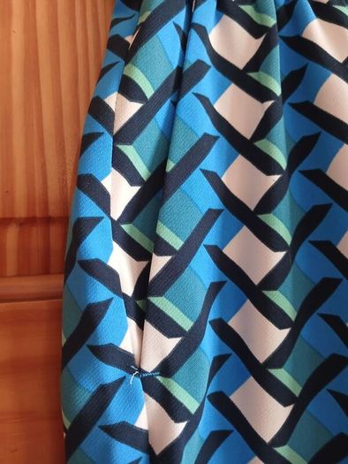 M&S Ladies Blue Printed wide leg trousers Size 10L includes post