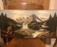 Large vintage 1970s oil painting free postage