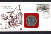 1976 Isle of Man 100th Anniversary of Horse Trams Philatelic Numismatic Cover (PNC) with 13p commentative stamp and on 1 crown coin