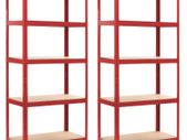 Storage Shelves 2 pcs Red 80x40x180 cm Steel and MDF