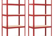 Storage Shelves 2 pcs Red 80x40x180 cm Steel and MDF