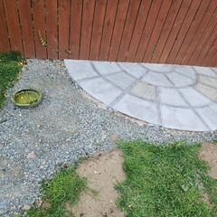 Garden patio grey limestone half circle