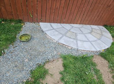 Garden patio grey limestone half circle