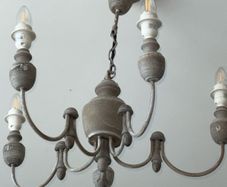 Grey Wash 5 Arm Wooden Chandelier