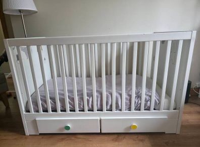 IKEA STUVA Cot/toddler bed with drawers, white 60x120 cm