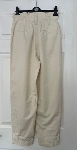 Pinko Cream Cotton Linen Blend High-Waisted Cropped Trousers - Tailored Summer Style Size 10