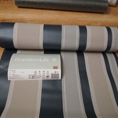 Grandeco life brand boheme navy and silver stripped Wallpaper