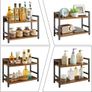 2-Tier Spice Rack Industrial Counter Shelf Desktop Storage Organizer Standing Seasoning Rack for Countertop Kitchen Office Living Room Desktop Rustic Brown Image 7
