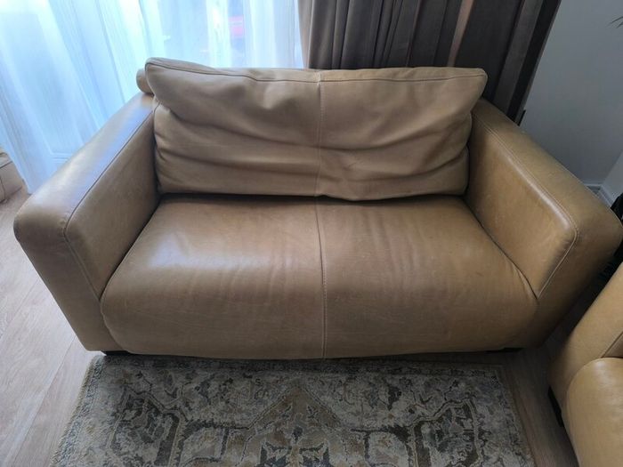 Premium Italian Real Leather Two Sofa Set 2 x 2 Seater Matte Finish