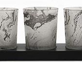 Glass Votive Tea Light Candle Holder Set of 3, Frosted Glass Holders with Black and White Patterns -Tealight Candle Holder for Weddings, Party and Home Decor (Black and White)