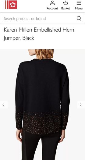 Karen Millen Embellished Hem Black Jumper UK 12