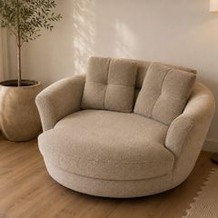Modern Swivel Accent Chair |  Textured Fabric