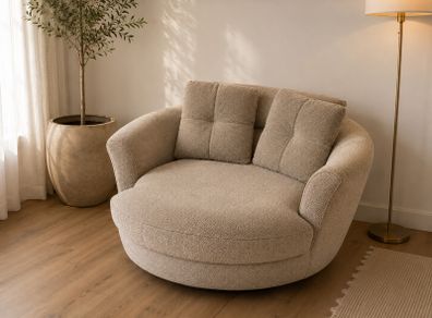Modern Swivel Accent Chair |  Textured Fabric