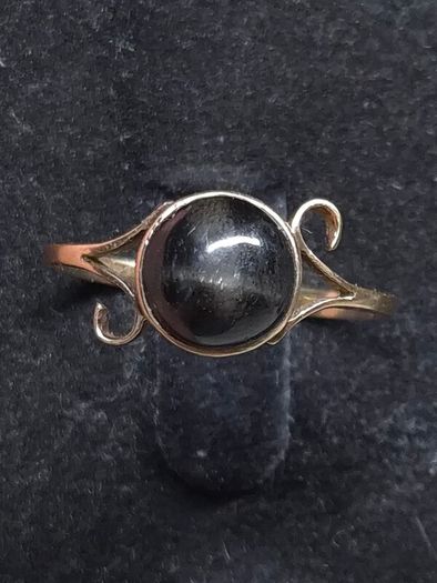 Antique 14K Solid Gold Star Diopside Ring Rare Black Asterism Cabochon