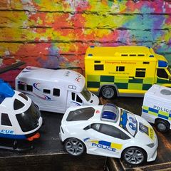 5 x Battery powered toy vehicles with lights and sounds