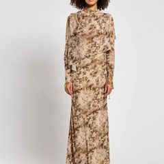 Absolutely Stunning Daska Brown Ali Maxi Dress With Long Sleeves And Front Wrap Detail in Size Small