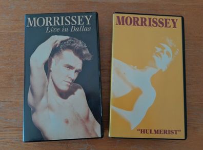 two MORRISSEY Music VHS tapes/Cassettes. Live In Dallas. Hulmerist. Music video, The Smiths, Moz, Mozza, indie, collectable, memorabilia.
