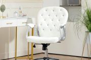 Office chair, Ergonomic desk chair with armrest, Padded backrest White