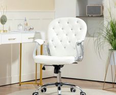 Office chair, Ergonomic desk chair with armrest, Padded backrest White