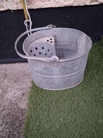 Galvanised mop bucket