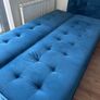 Large 3-Seater Blue Velvet Sofa Bed Image 2