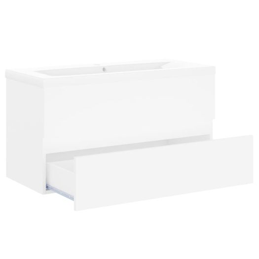 Sink Cabinet with Built-in Basin White Chipboard