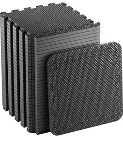 Gym Foam Mat; 24 Pieces; 30.5 x 30.5cm; Black; Non-Slip Interlocking Puzzle Floor Tiles for Home, Exercising, Garage (FREE POSTAGE)