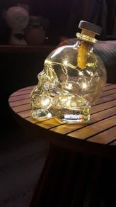heavy skull glass bottle with lights