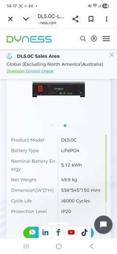 2 dyness dl5.0C 5kw solar batteries