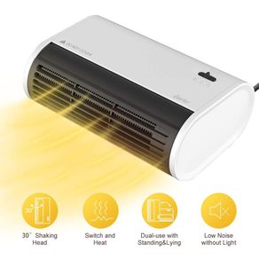 Space Electric Heater Mini Fan Heater 500W Standing & Lying Small Portable Electric Heaters for Home and Office, White, UK Plug