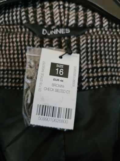 Brown Womens Check Belted Coat - Brand New!!!