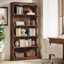 Vintage Wood Look Bookcase 178 cm, 6-Tier Curved Open Standing Shelf as Room Divider Image 5