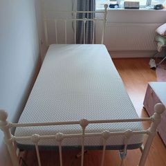 Single metal bed with mattress
