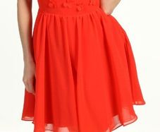 Ted Baker Red Peony Chiffon Embellished Dress
