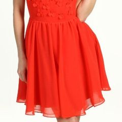 Ted Baker Red Peony Chiffon Embellished Dress