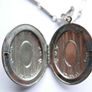 Vintage Silver Tone Oval Locket with Faux Pearl Cabochon length 28" Image 6