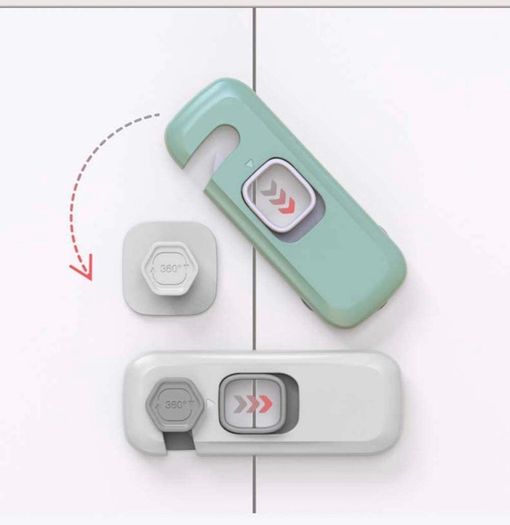 Child Safety Cupboard Locks, Security Latch for Children&Baby, Baby Proof Lock for Kitchen Cupboard Bedroom Cabinet Small Doors, Self Adhesive Type, Eco-Friendly ABS Material for Baby Proofing