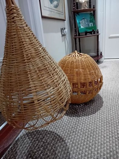 2 x Vintage Wicker Pendant Light Shades