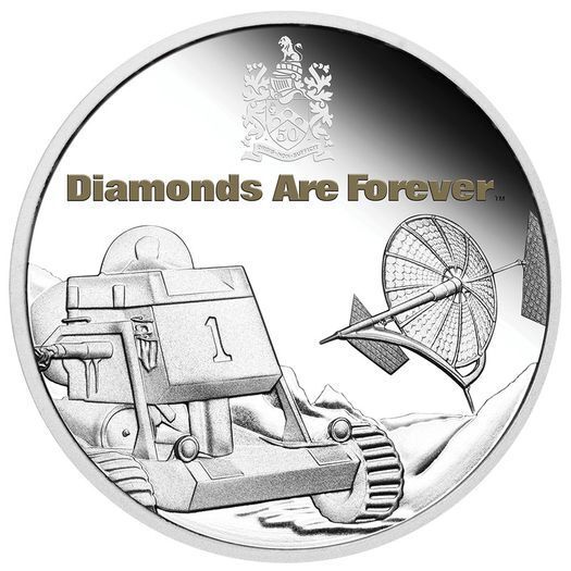 2021 Tuvalu 1 oz Silver Bullion Coin - James Bond Diamonds are Forever 50th Anniversary. Proof. (CoA + Original Box)