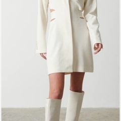 Cut Out Blazer Dress Cream Uk12- new