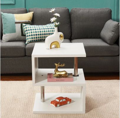 BRAND NEW Modern Design Coffee/Side Table End table With RGB LED Lights Bedside Table Phone / Nightstands Storage Cabinet White