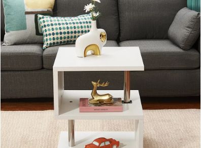 BRAND NEW Modern Design Coffee/Side Table End table With RGB LED Lights Bedside Table Phone / Nightstands Storage Cabinet White