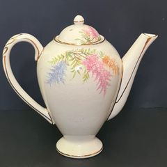 Vintage Arklow Pottery Ireland Teapot 2505 Art Deco Style Floral Gold Trim 19cm Collectable
