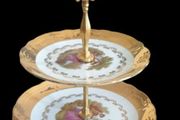 Vintage Wunsiedel Bavaria 24k Gold 2-T Cake Stand