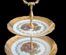 Vintage Wunsiedel Bavaria 24k Gold 2-T Cake Stand