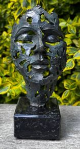 Surrealist Bronze Mask Inspired By Salvador Dali (21cm) - Patinated Bronze, Marble