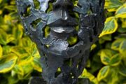 Surrealist Bronze Mask Inspired By Salvador Dali - Patinated Bronze, Marble