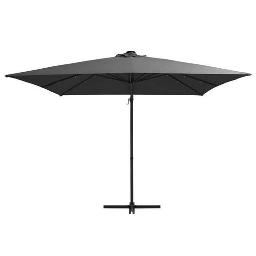 Cantilever Umbrella with LED lights and Steel Pole 250X250 cm Black